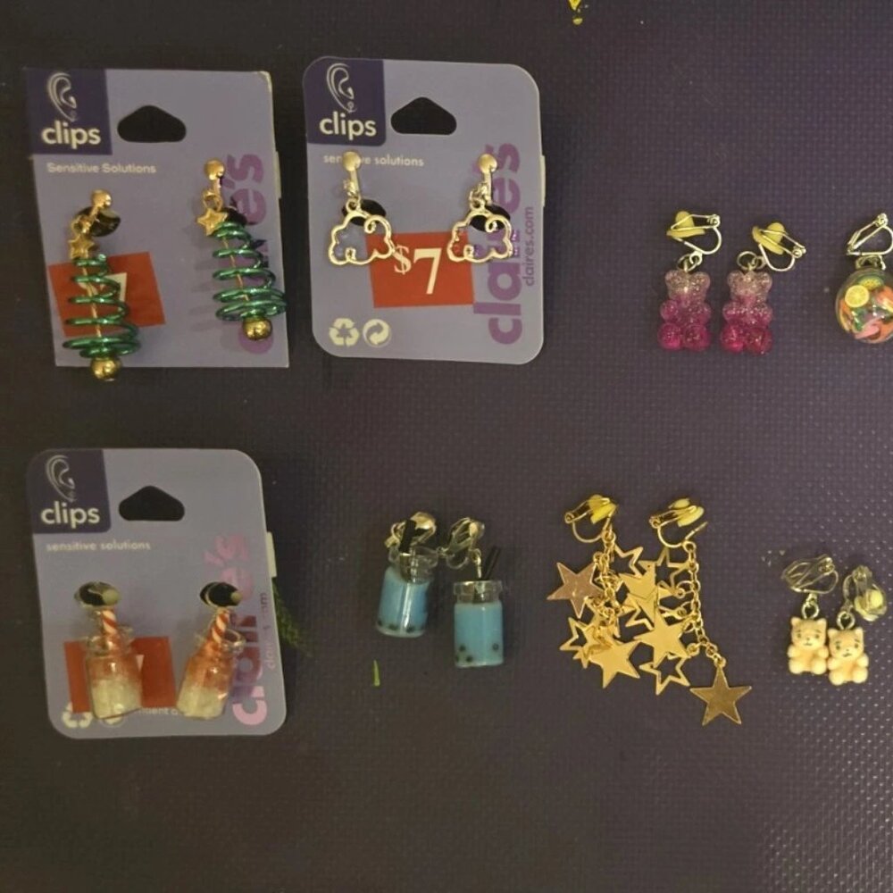 Lot of 16 Claire's clip on earrings